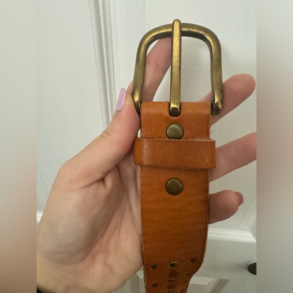 Lucky Brand Leather Studded 46” Brown Belt - Picture 6 of 10